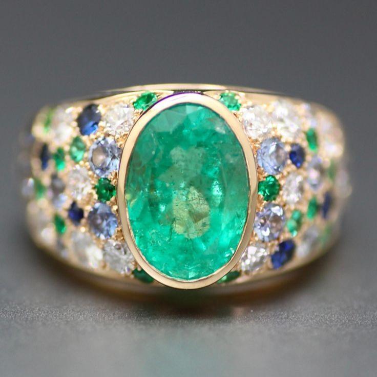 Vintage Turquoise Glass Bright Ring