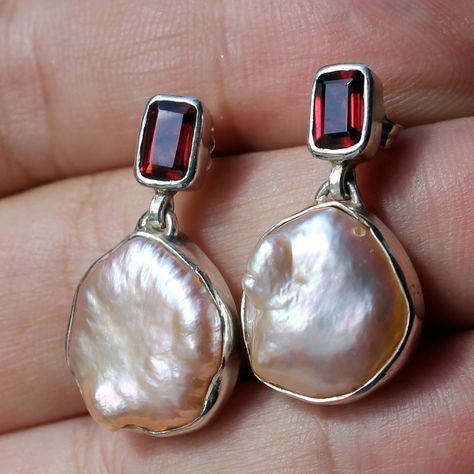 Vintage Red Glass Barroque Pearl Earrings