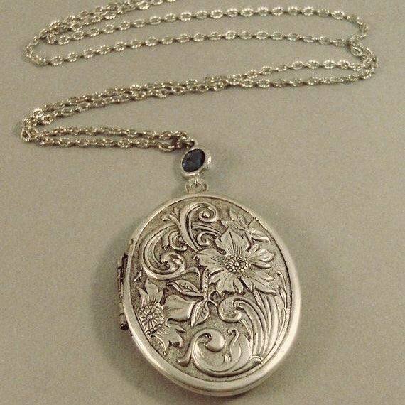Silvered Blossom Stamp Necklace