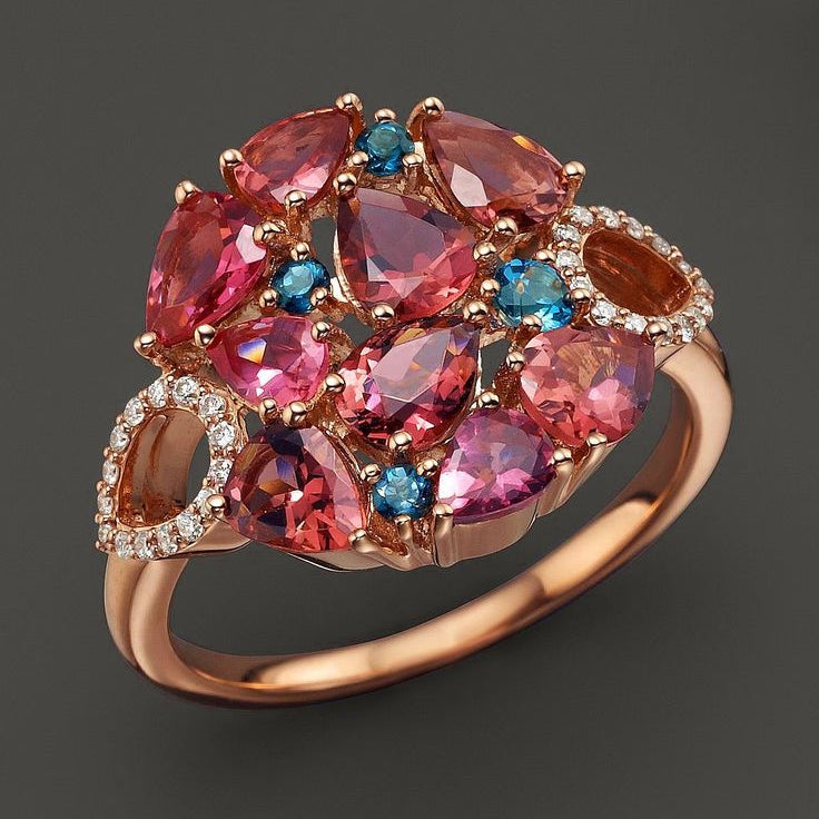 Vintage Pink Glass Gold Ring