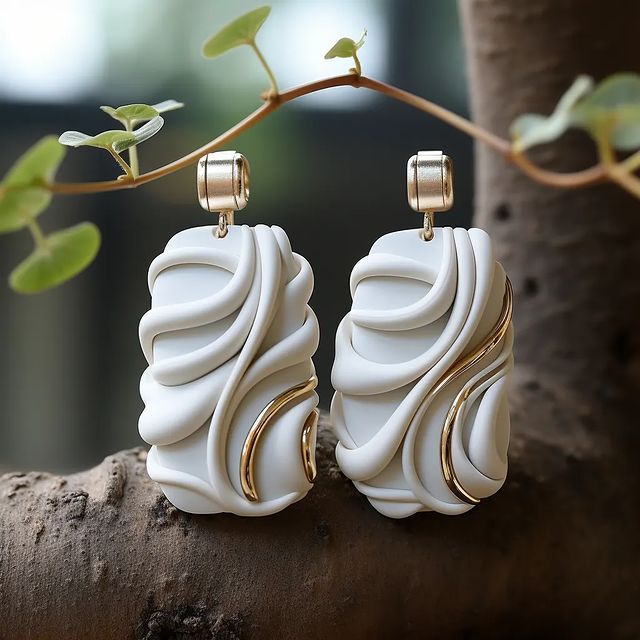 Vintage White Gold Natural Earrings