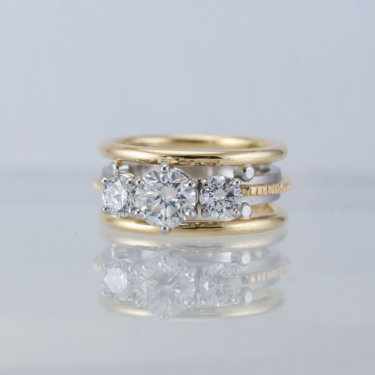 Vintage Hollow Layered Zirconia Gold Ring