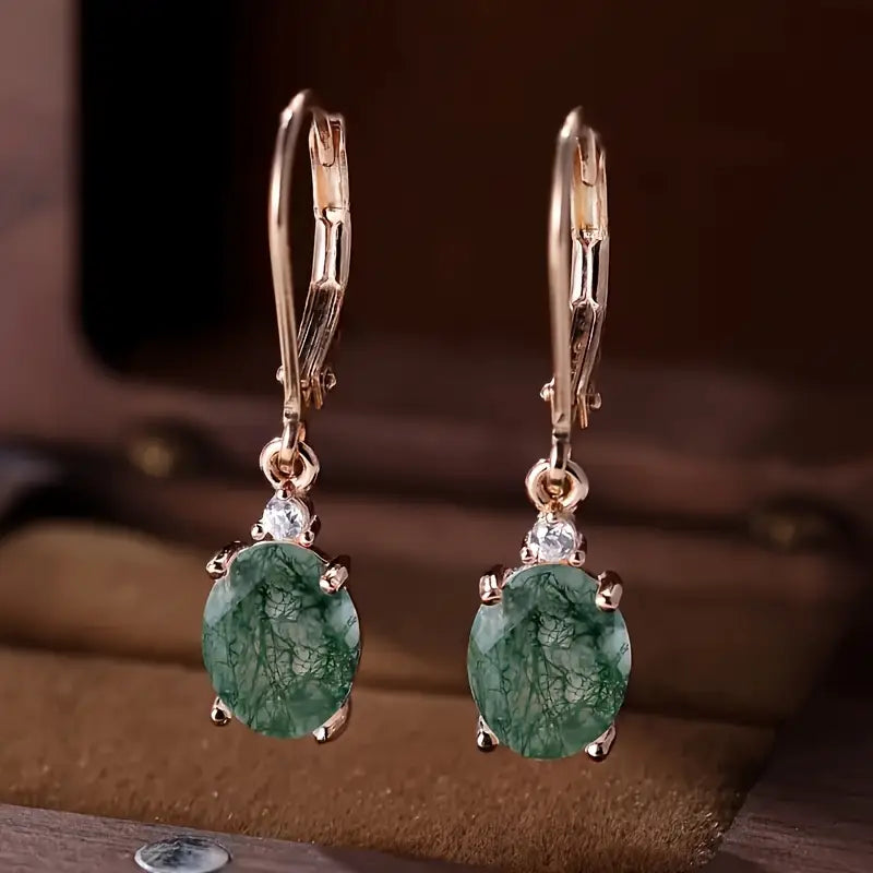 Green Moss Rounded Earrings