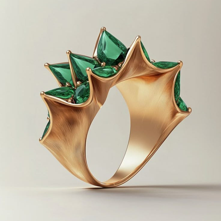 Green Exotic Spine Golden Ring