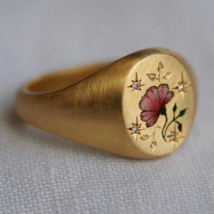 Vintage Rose Gold Seal Ring