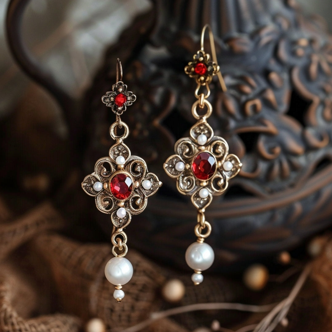 Red  Drop Crystal Earrings