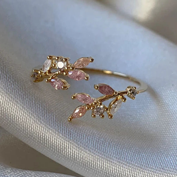 Pink Leaf Bright Ring
