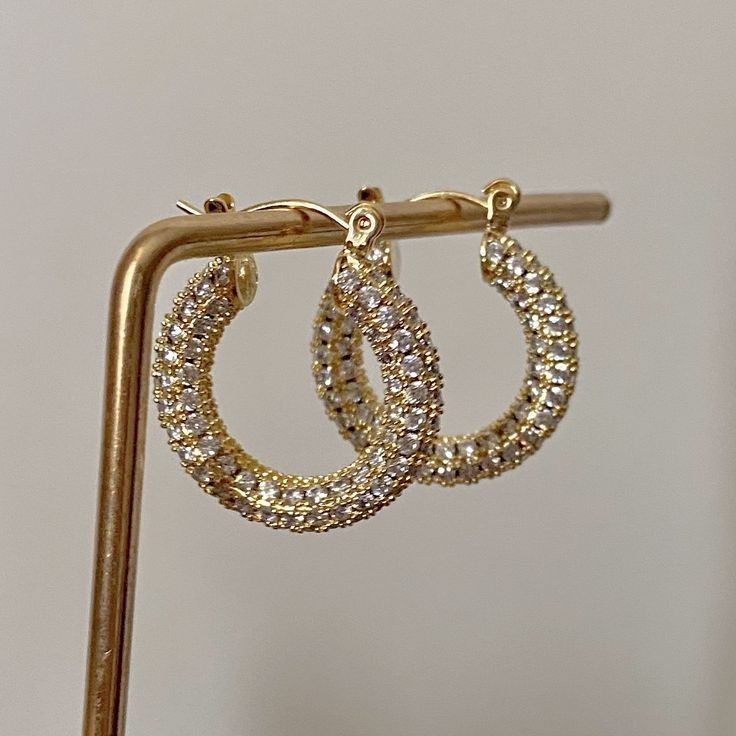 Sparkling Hoop Gold Earrings