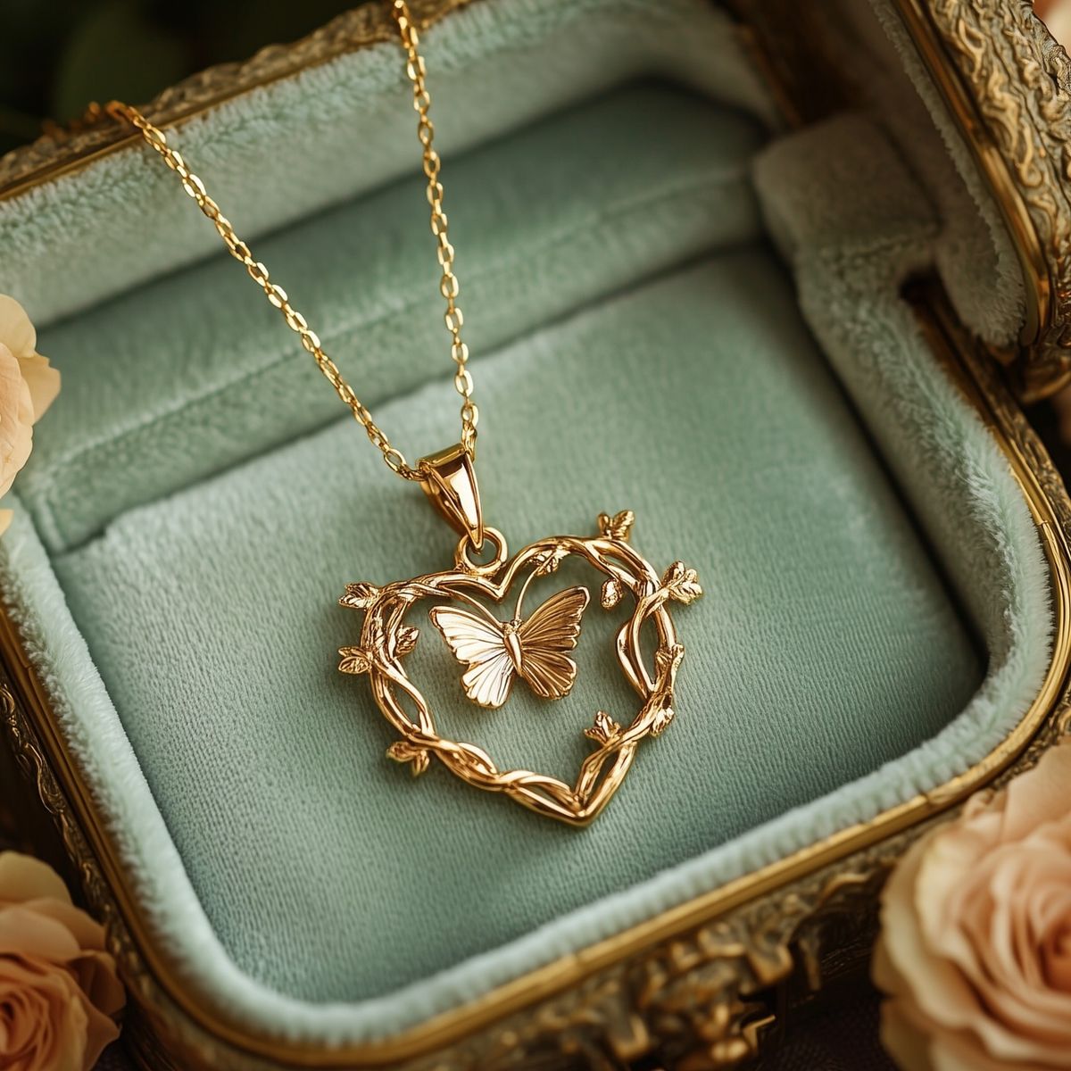 Exotic Love Heart Butterfly Necklace