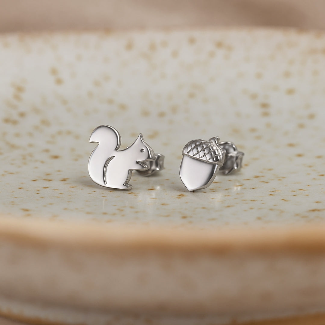 Hungry Squirrel Silver Earrings