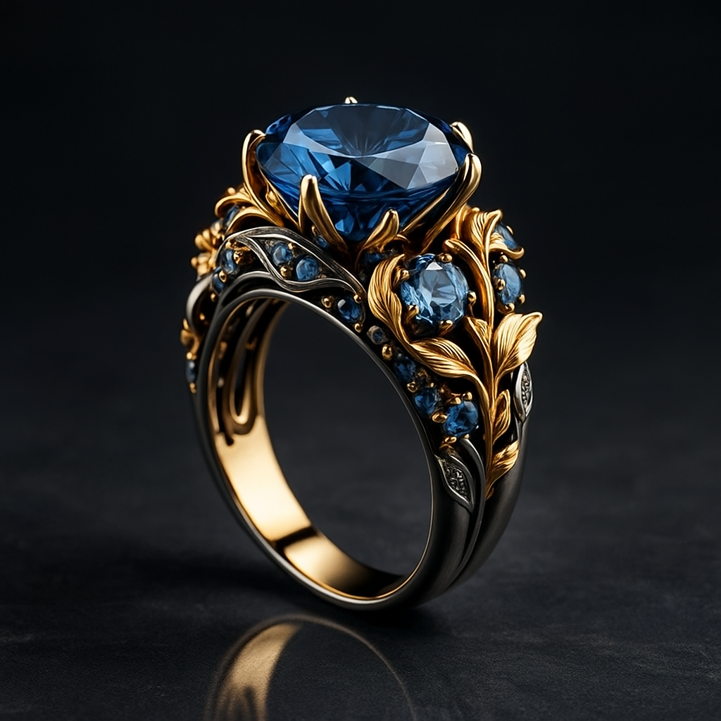 Blue Crystal Flower Exotic Ring