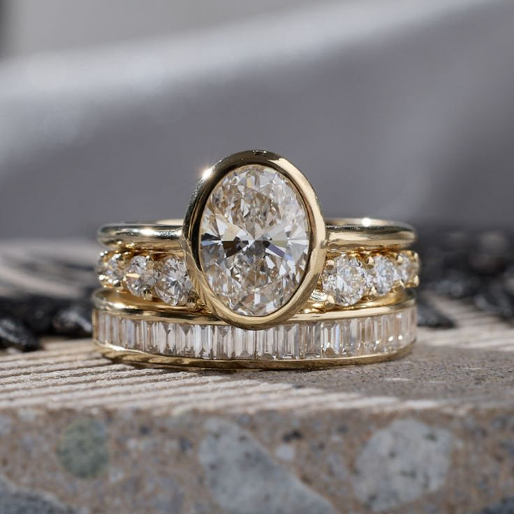 Luxury Zirconia Gold Ring Set