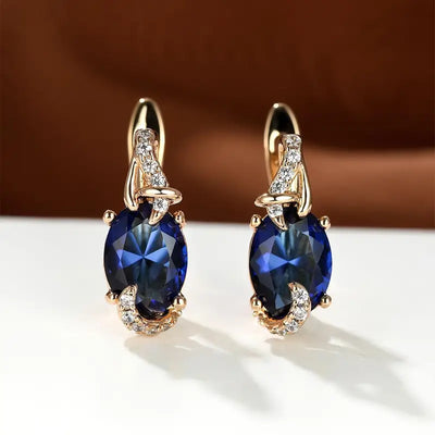 Elegant Royal Midnight Gold Drop Earrings