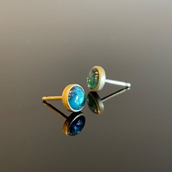 Vintage Blue Green Tourmaline Studs