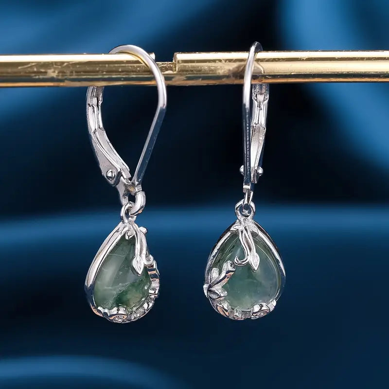 Moss Drop Silver Earrings