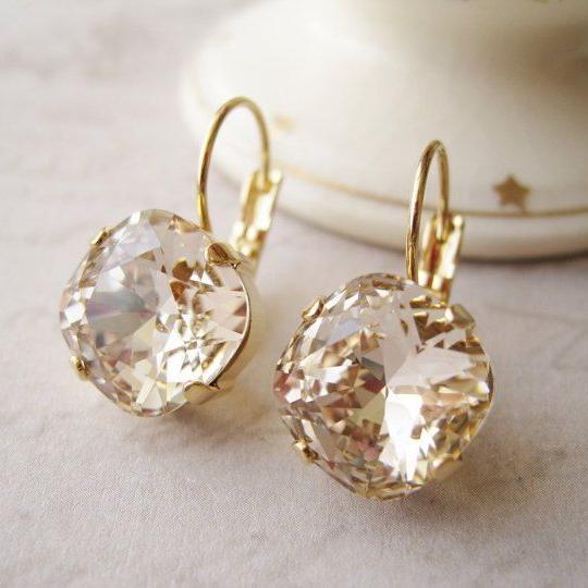 Vintage Rounded Glass Gold Earrings