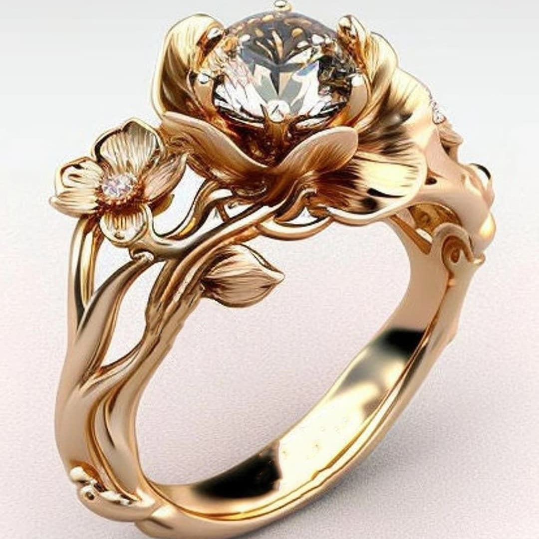 Exotic Cherry Blossom Gold Ring