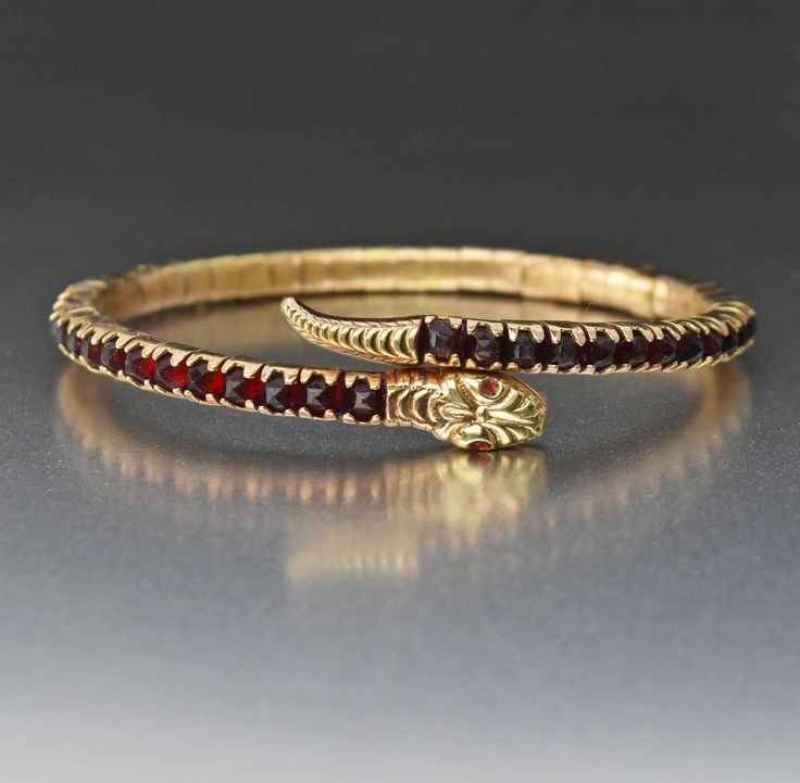 Red Zirconia Serpent Gold Bracelet