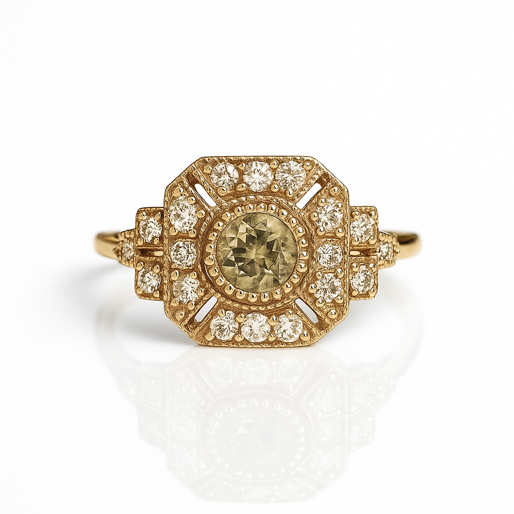 Green Amethyst Sterling Silver Ring