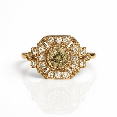 Green Amethyst Sterling Silver Ring