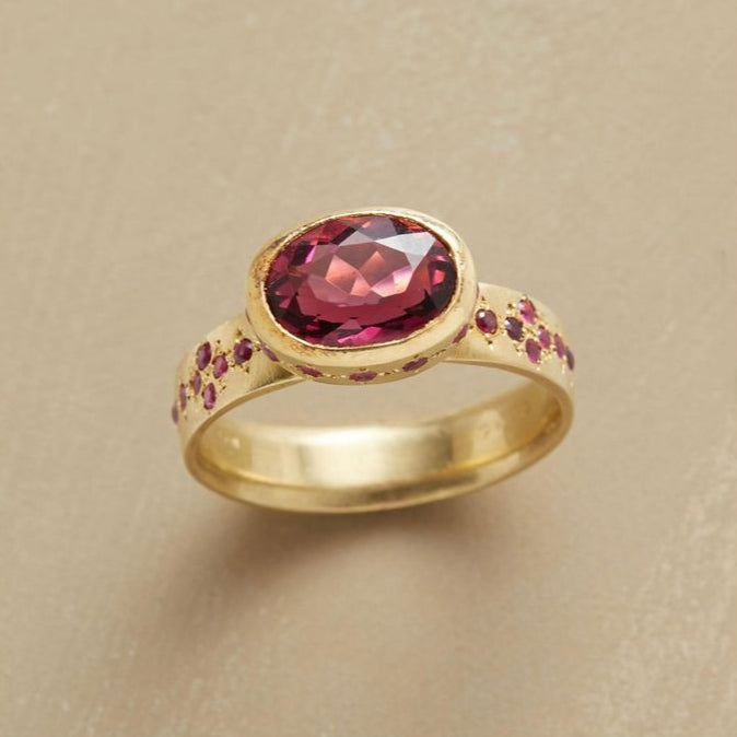 Vintage Garnet Bright Gold Ring