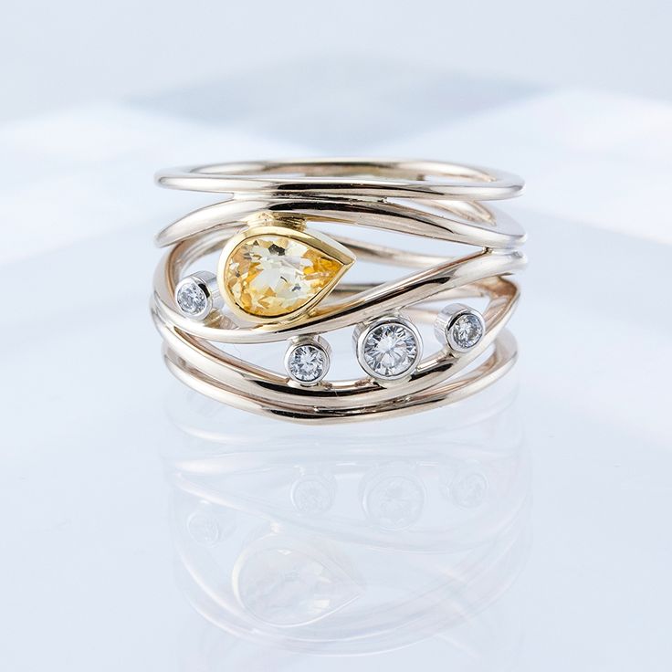 Vintage Yellow Zirconia Layer Gold Ring