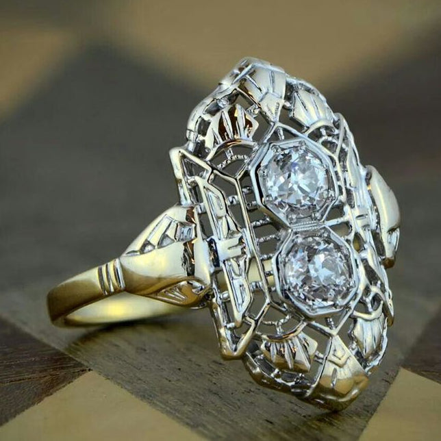 Vintage Crystal Zirconia Hollow Ring