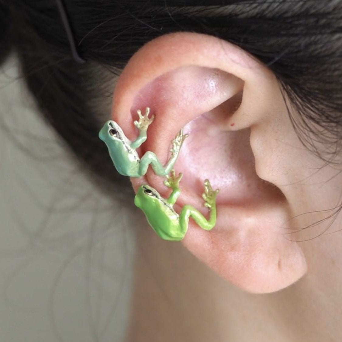 Green Frog Earrings