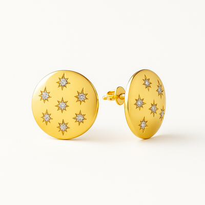 Celestial Dome Stud Gold Earrings
