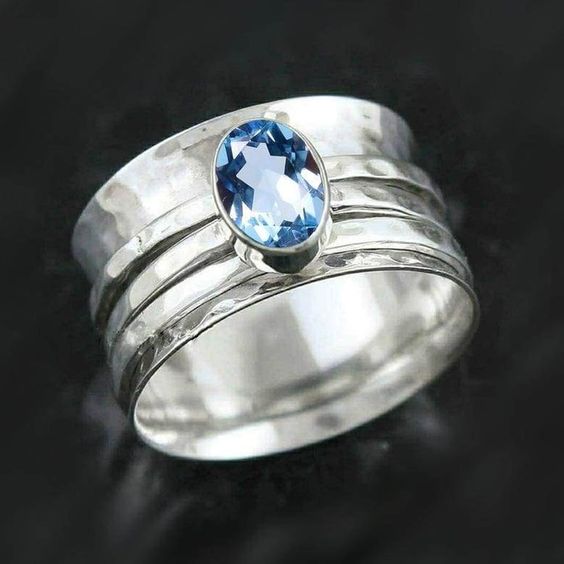 Vintage Blue Inlaid Glass Ring