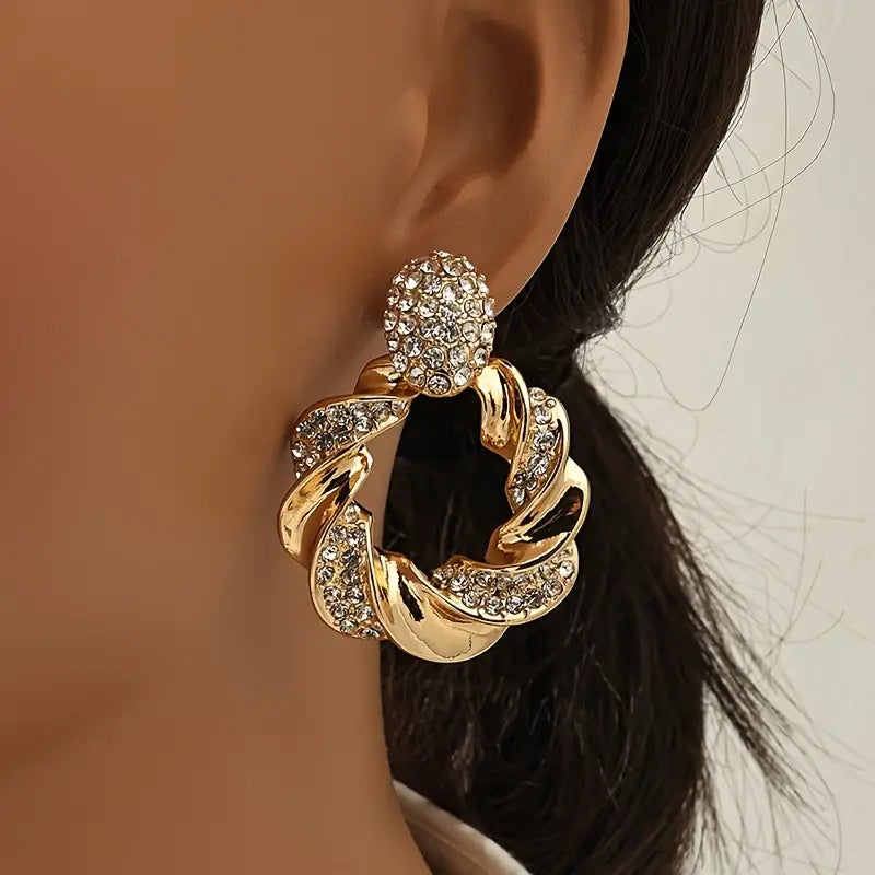 Vintage Braided Bright Golden Earrings