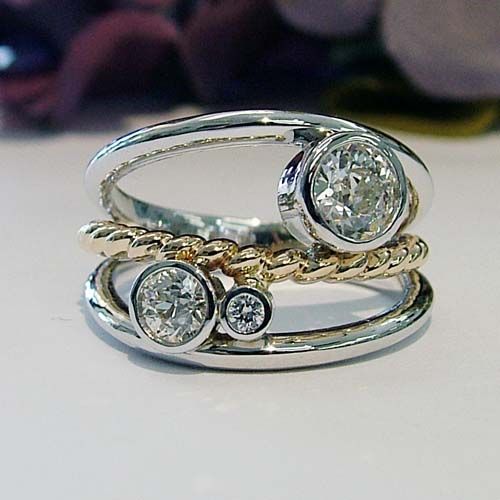 Vintage Two-Tone Crystal Ring