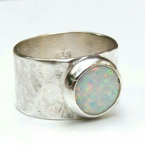 Vintage White Opal Silver Ring