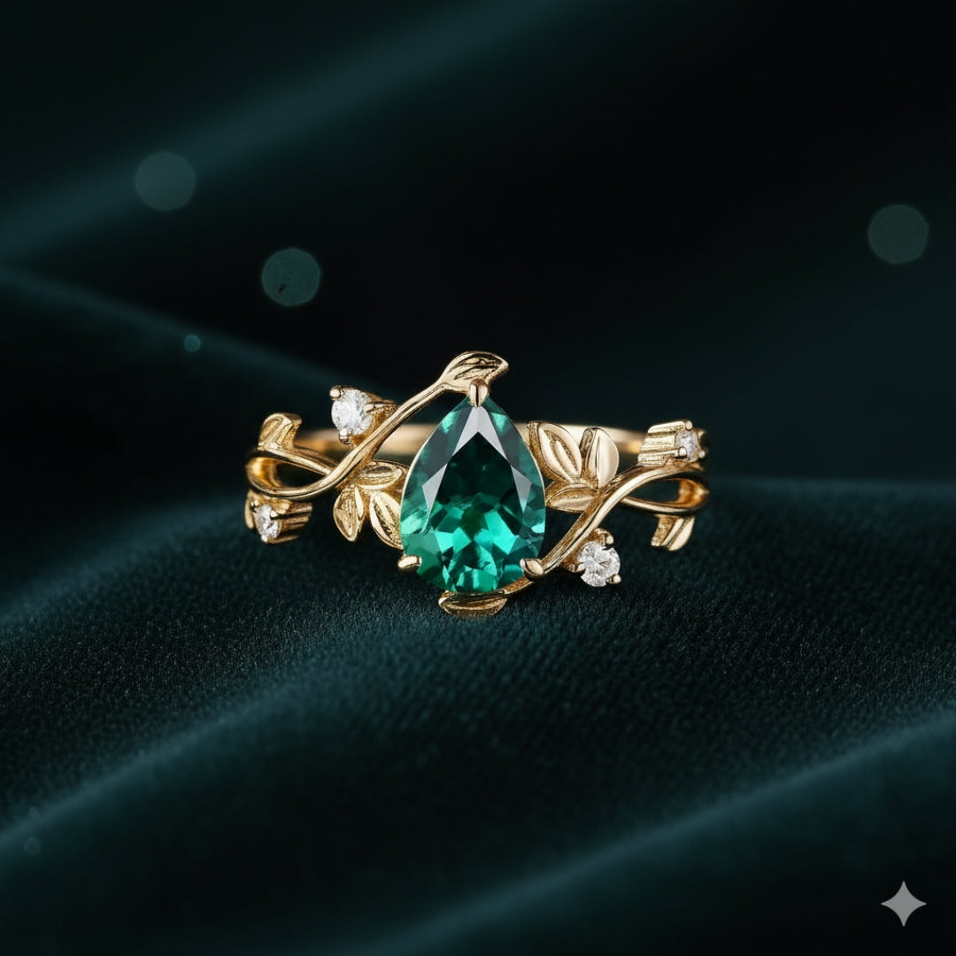 Emerald Leaf Ring