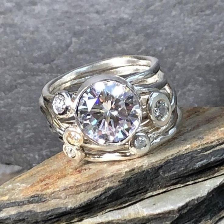 Vintage Layered Zirconia Silver Ring