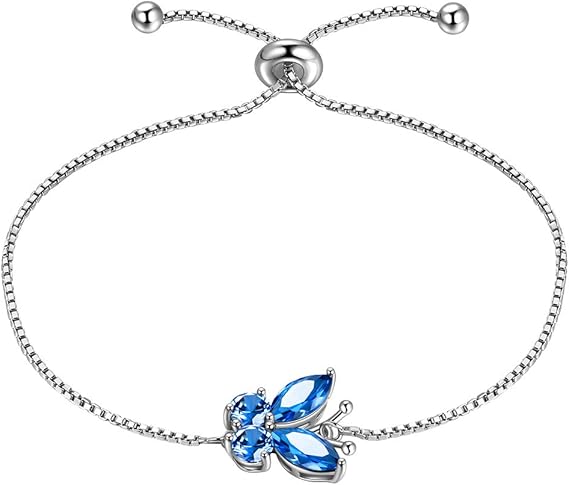 White Gold Sapphire Butterfly Bracelet