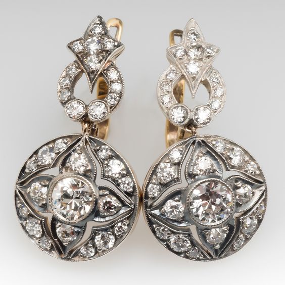 Vintage Mandala Crystal Flower Earrings