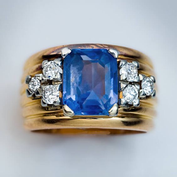 Vintage Blue Crystal Layer Ring