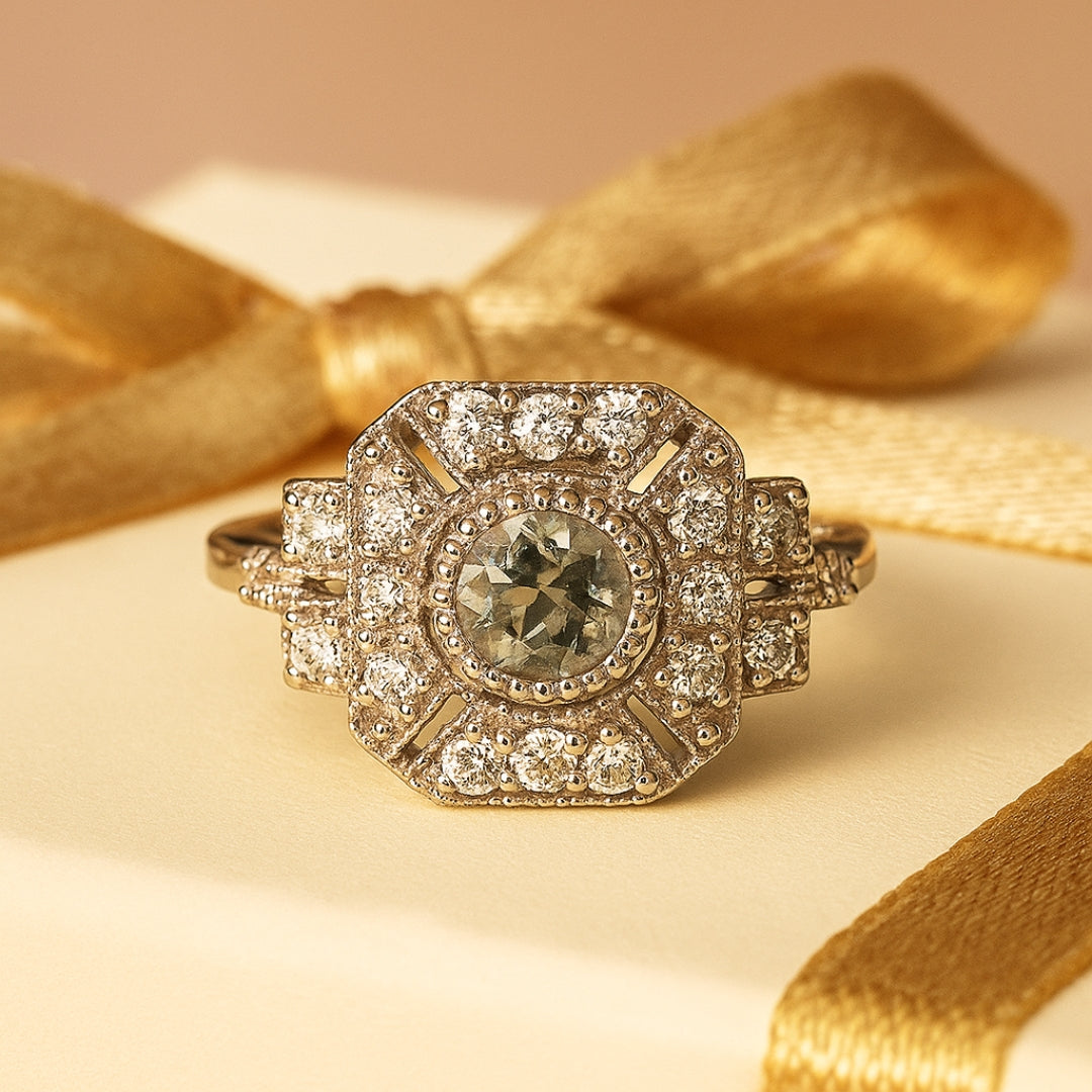 Green Amethyst Sterling Silver Ring