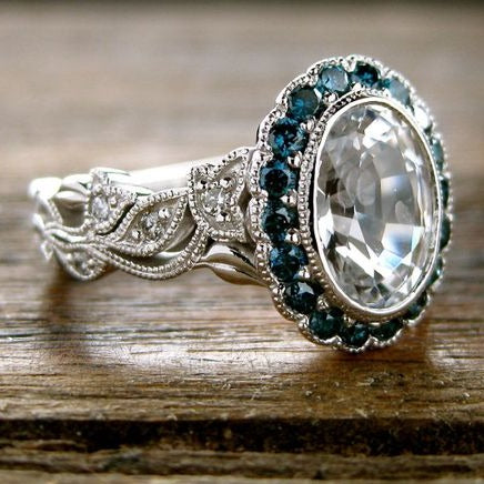 Vintage Glass Blue Crystal Ring