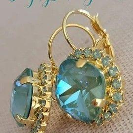 Vintage Rounded Blue Gold Earrings