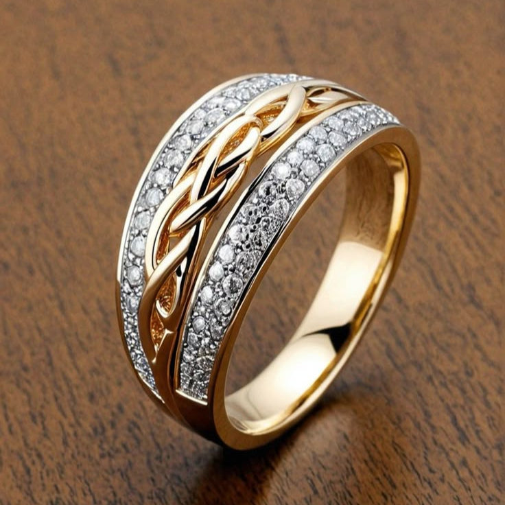 Golden Braids Zirconia Ring