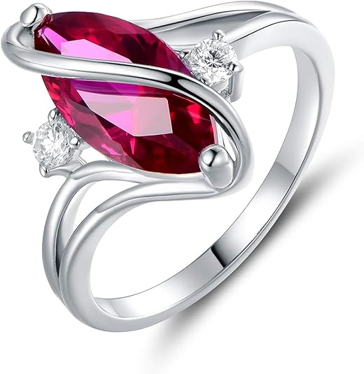 Ruby Marquise Ring - White Gold