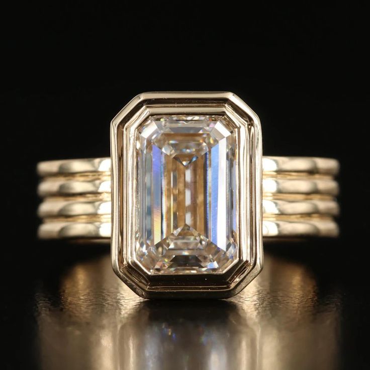 Vintage Layered White Crystal Gold Ring