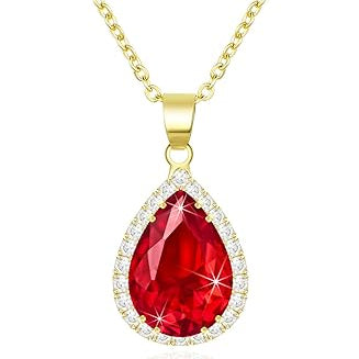 Ruby Teardrop Pendant Necklace in Gold