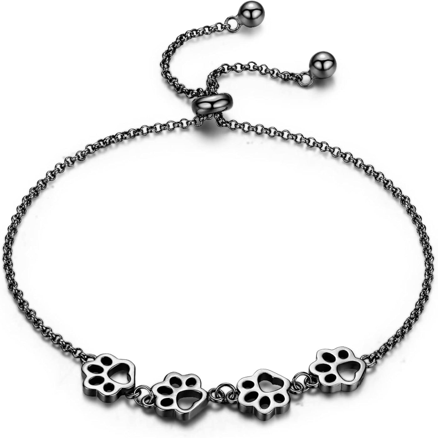 Sterling Silver Paw Print Bracelet – Adjustable Fit