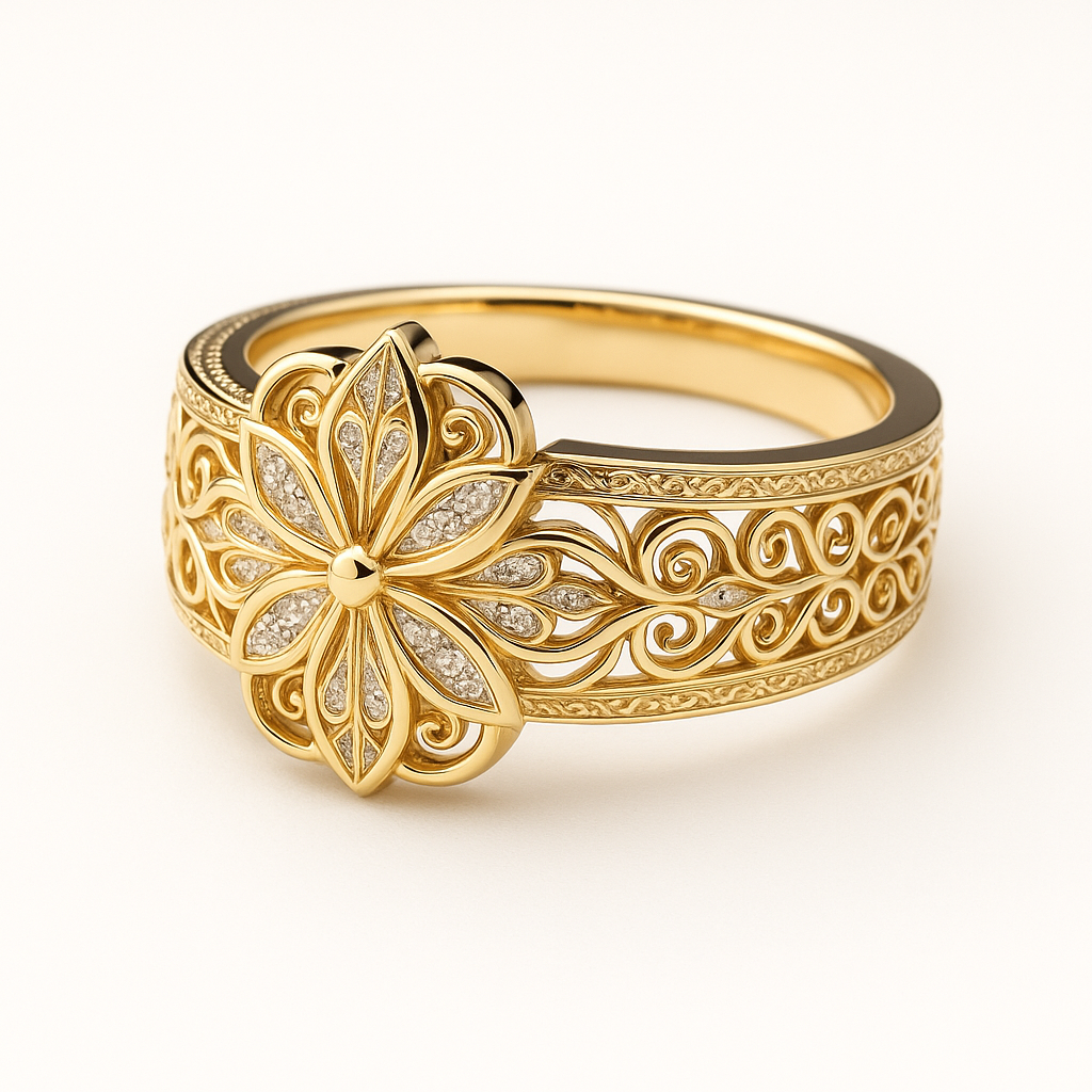 Flower Zirconia Exotic Gold Ring
