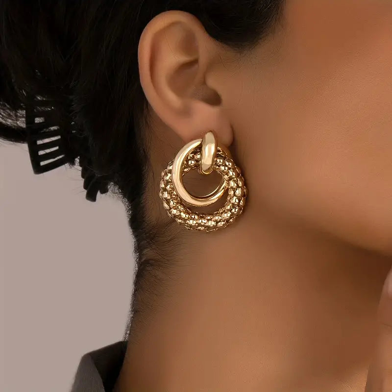 Vintage Thick Golden Hoop Earrings