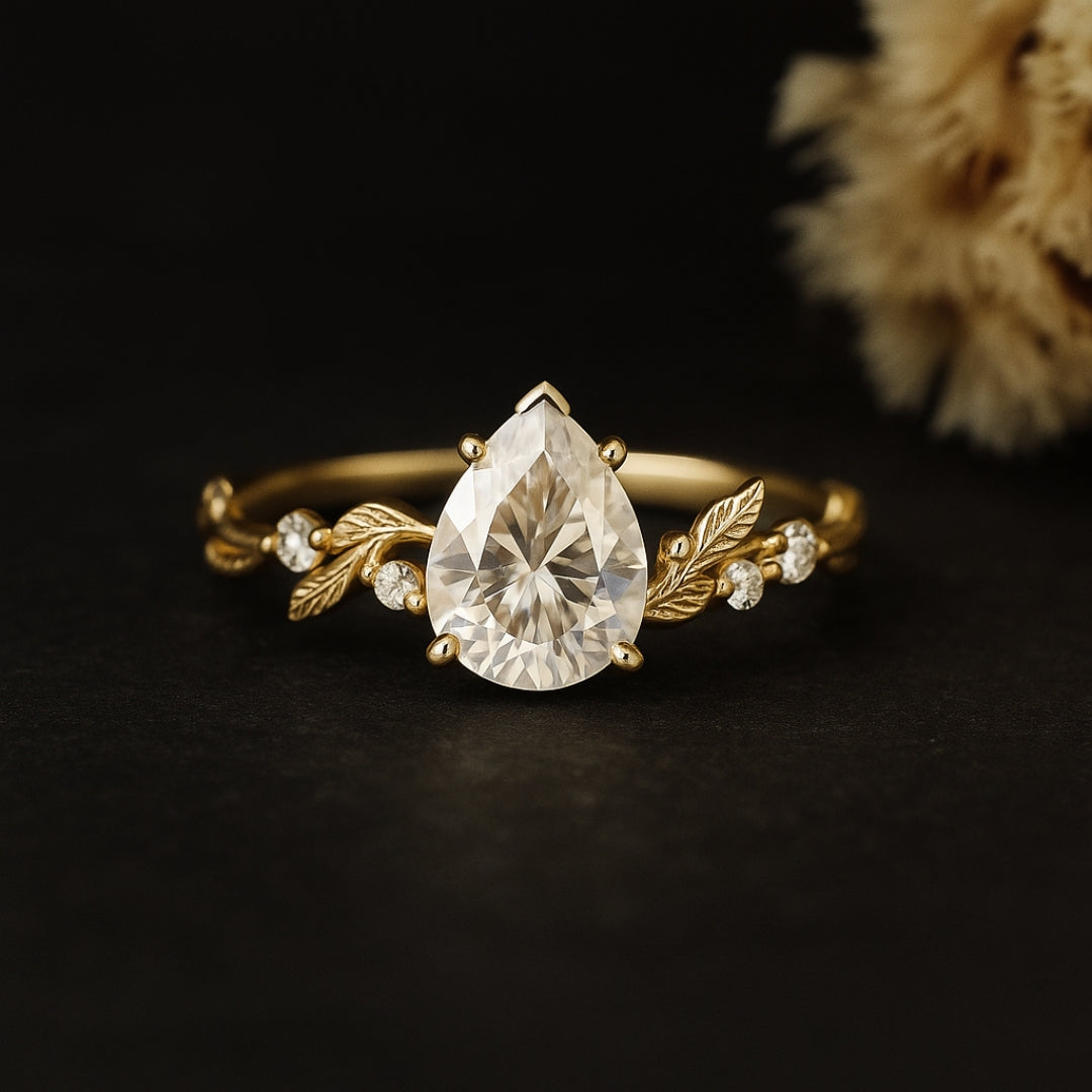 Moissanite Leaf Ring