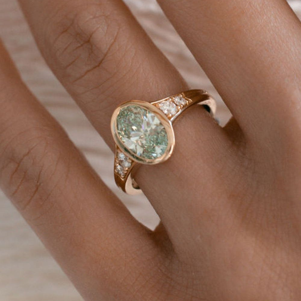 Green Diamond Engagement Ring